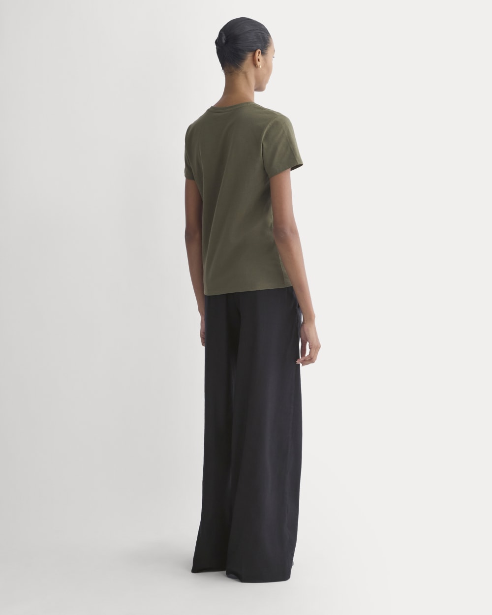 The Slim V-Neck Tee in Essential Cotton | Olive Night - Image 4