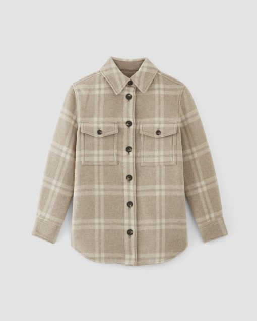 Alternative view of The Italian ReWool® Oversized Shirt Jacket | Taupe / Cream