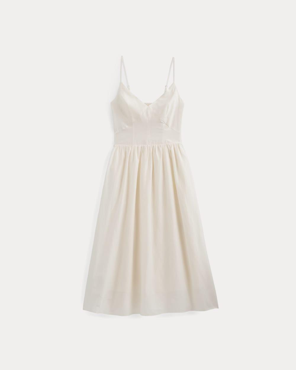 Midi Dress in Cotton Silk Voile | Bone - Image 2