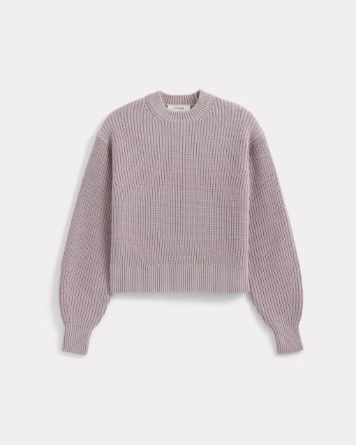Alternative view of Cropped Ribbed Crew in Everyday Cotton | Burnished Lilac