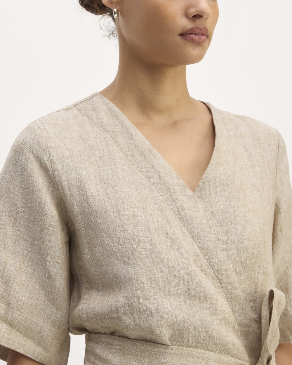 The Wrap Dress in Linen | Cornstalk Chambray - Image 4