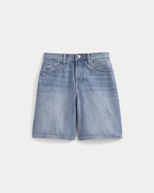 Alternative view of Loose Jean Short | Light Wash