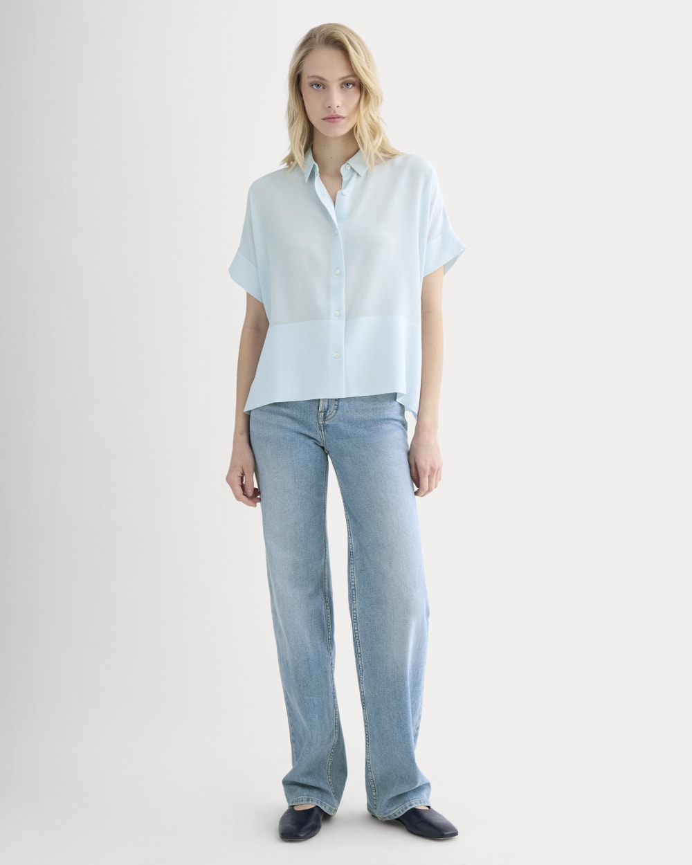 The Boxy Shirt in Washable Silk | Skywriting - Image 3