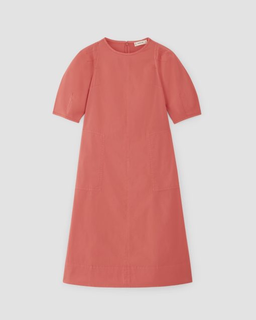 Alternative view of The Short-Sleeve Puff Midi Dress | Coral