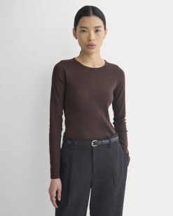 The Luxe Rib Long-Sleeve Crew | Coffee Bean