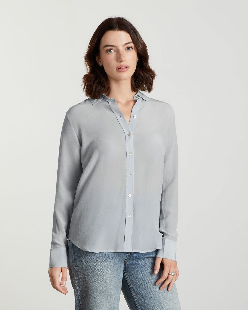 The Must-Have Shirt in Washable Silk | Sky - Image 3