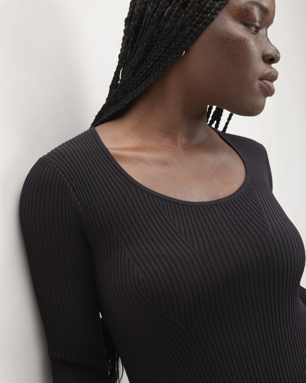 The Ribbed Scoopneck Dress | Black - Image 3