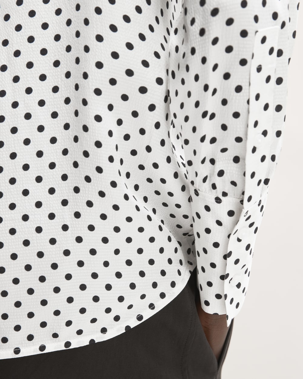 The Hammered Satin Popover Shirt | Bone / Black Polka Dot - Image 5