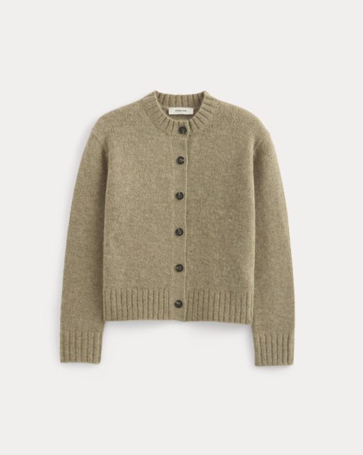 Alternative view of The Crew Cardigan in Alpaca | Dark Heathered Camel