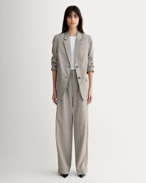 The Draper Pleated Pant in Buttersmooth | Deep Taupe Mini Gingham | 30 Inseam