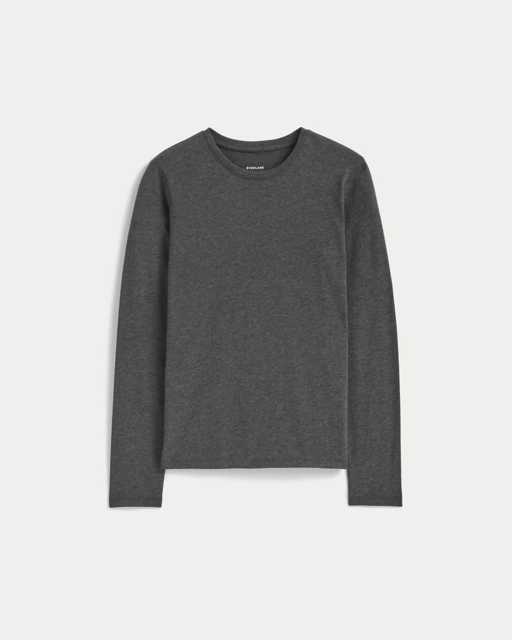 The Slim Long-Sleeve Crew in Essential Cotton | Heathered Soot - Image 2