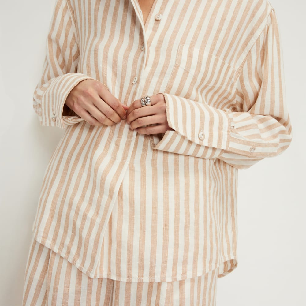 The Linen Popover Shirt | Bone / Caramel - Image 4