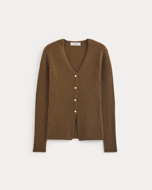 Alternative view of Cashmere Ribbed V-Neck Cardigan | Heathered Toffee