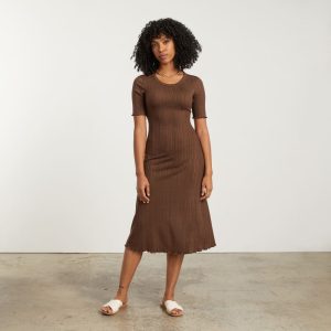 Alternative view of The Open Back Rib Dress | Espresso