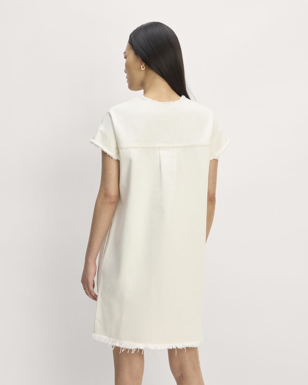 The Denim Workwear Shirtdress | Frayed Hem Bone - Image 6