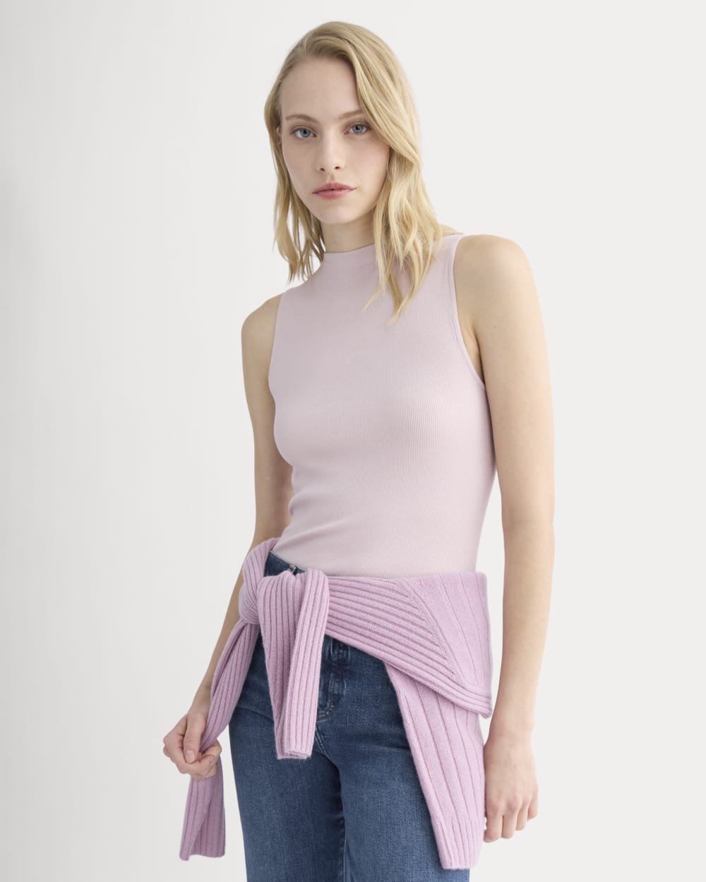 The Luxe Rib Funnel-Neck Tank | Burnished Lilac - Image 3