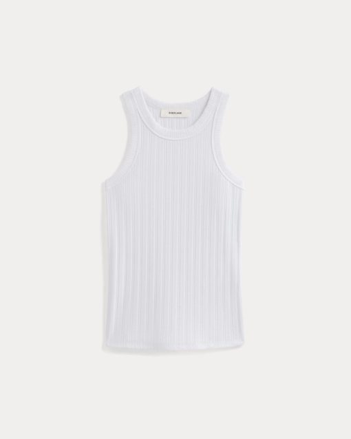 Alternative view of Racerback Tank in Pointelle | White