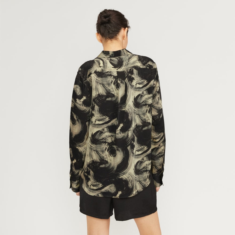 The Satin Relaxed Shirt | Pale Yellow / Black - Image 3