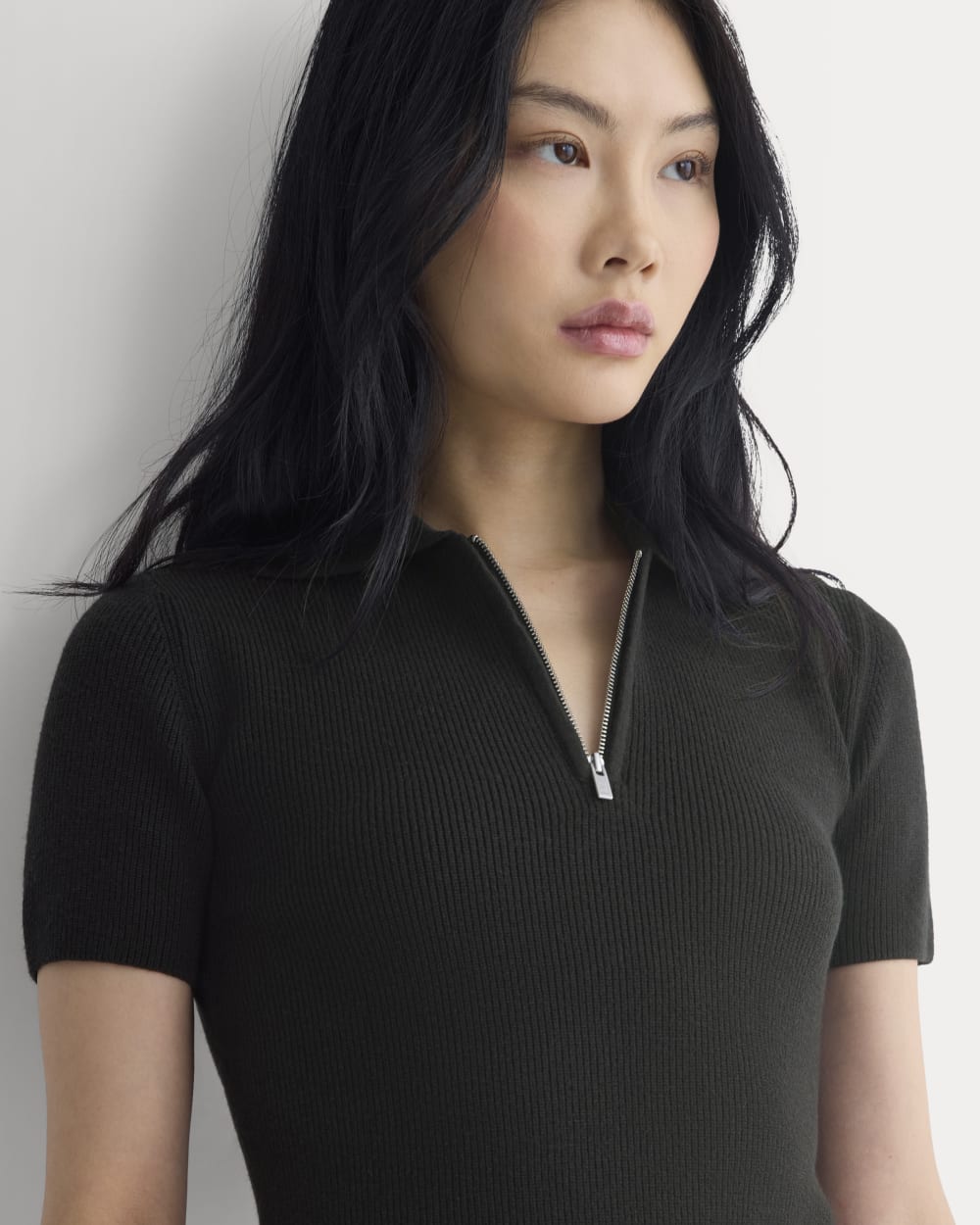 Knit Quarter-Zip Polo | Black - Image 3