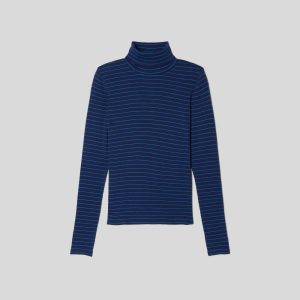 Alternative view of The Luxe Micro-Rib Turtleneck | Ocean Cavern / Horizon Blue