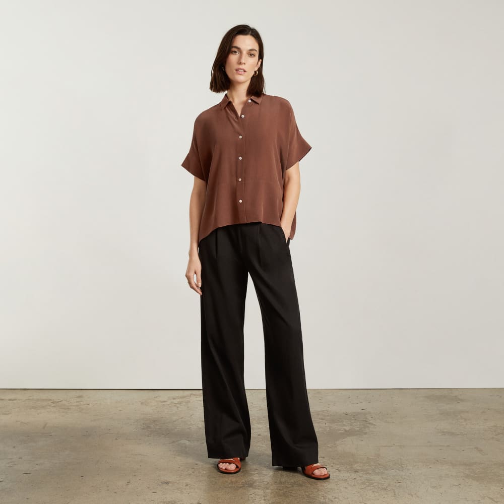 The Boxy Shirt in Washable Silk | Cinnamon - Image 4
