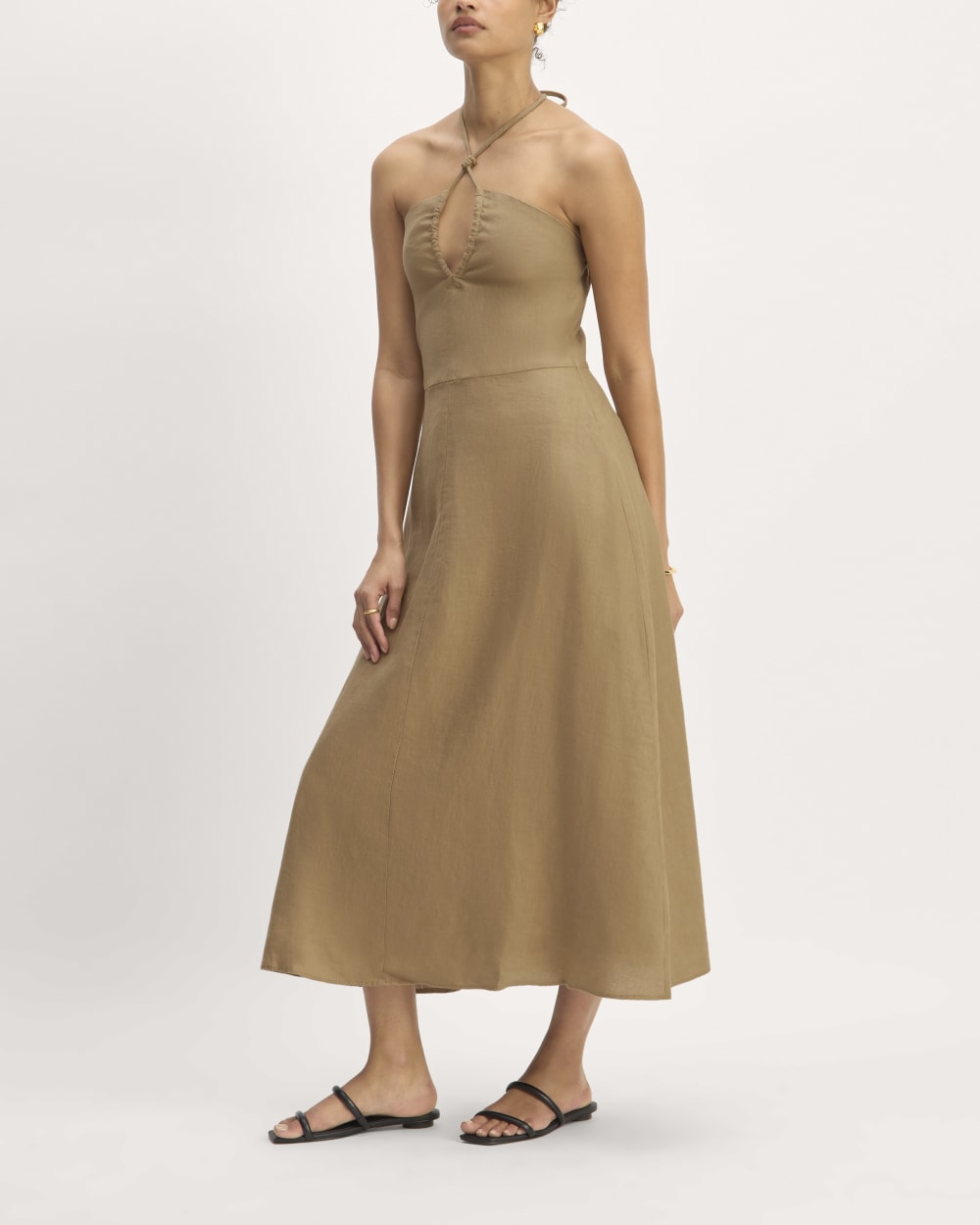 The Linen Halter-Neck Dress | Tiger's Eye - Image 3