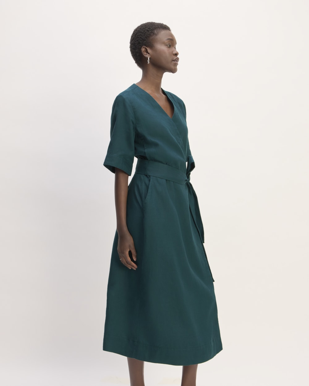 The Wrap Dress in Linen | Dark Sea - Image 3