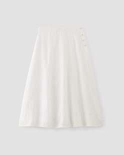 Alternative view of The Linen Eyelet Midi Skirt | White Eyelet