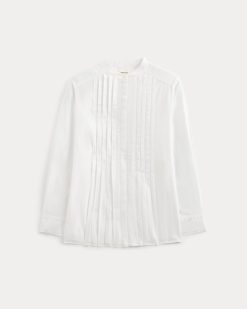 Alternative view of The Pleated Shirt in Silky Cotton | White