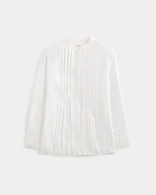 Alternative view of The Pleated Shirt in Silky Cotton | White