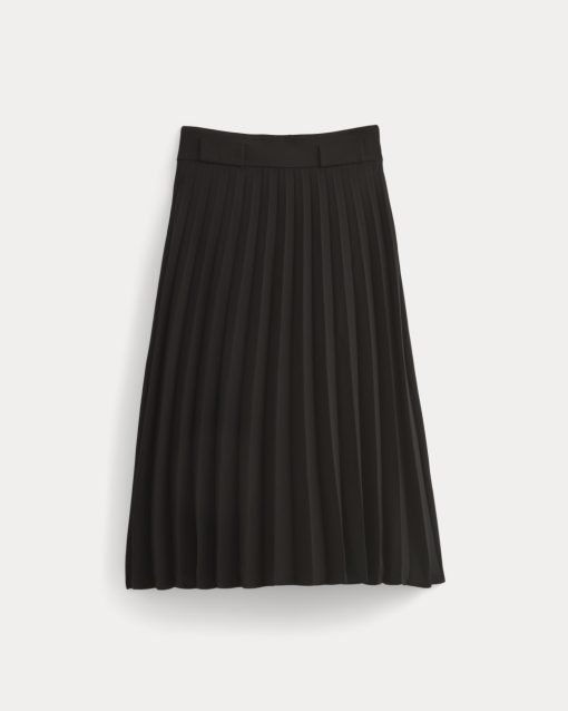 Alternative view of Pleated Crepe Midi Skirt | Black