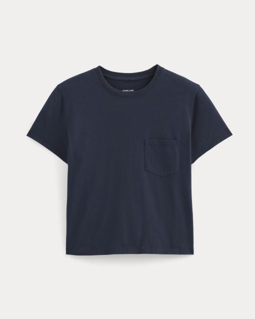 Alternative view of The Box-Cut Tee in Essential Cotton | Navy | Pocket