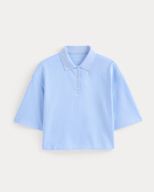 Alternative view of Pique Boxy Polo | Open Air Blue