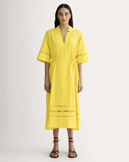The Lace Trim Caftan Dress | High Visibility Yellow
