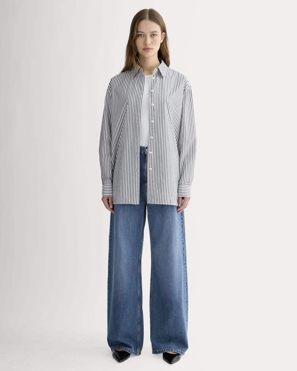 The Boyfriend Shirt in Ultrasoft Cotton | Optic White / Black - Image 3
