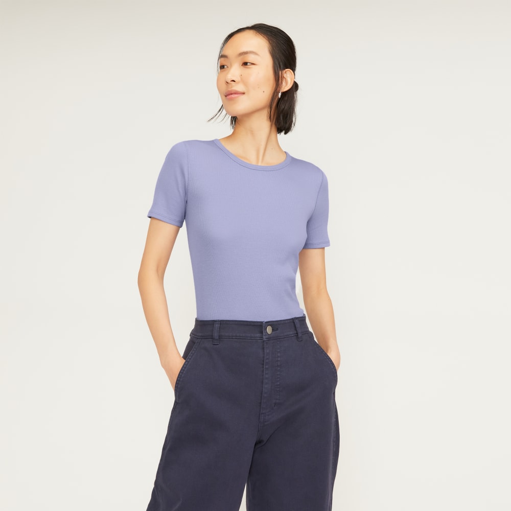 The Pima Micro-Rib Crew Tee | Cornflower Blue
