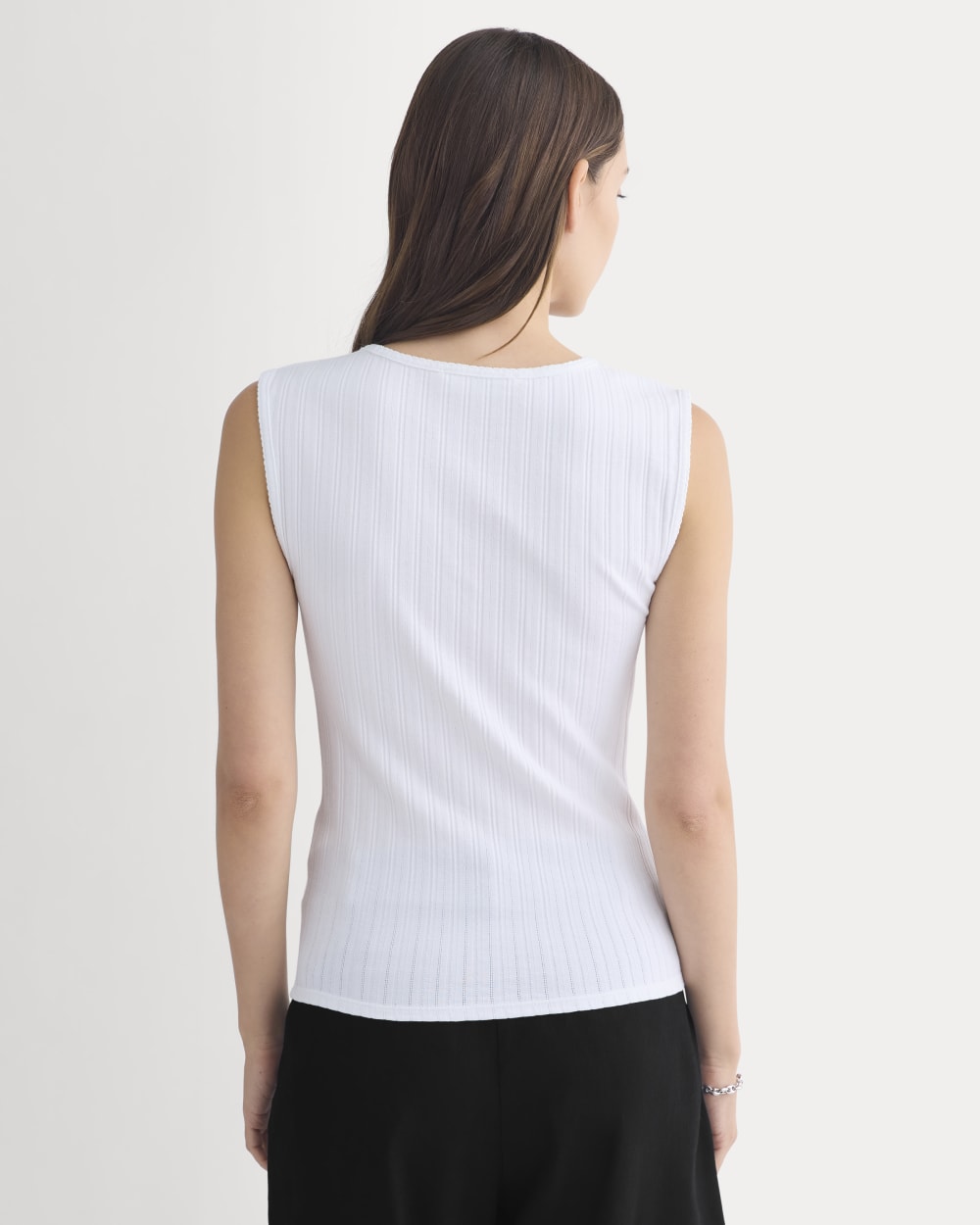 V-Neck Tank in Pointelle | White - Image 5