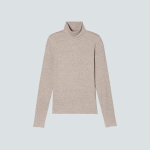 Alternative view of The Luxe Rib Turtleneck | Heathered Meringue