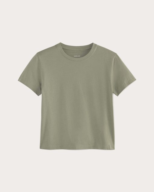 Alternative view of The Box-Cut Tee in Essential Cotton | Sage Green | No Pocket