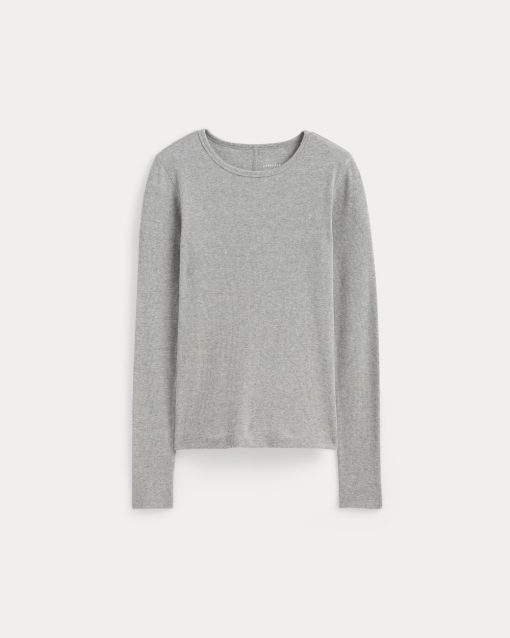 Alternative view of The Luxe Rib Long-Sleeve Crew | Washed Heathered Grey