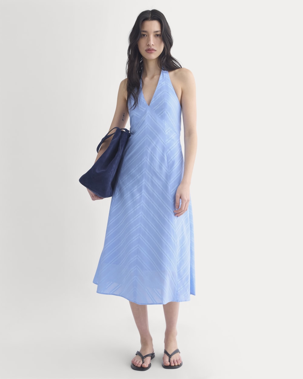 Textured Halter Midi Dress | Open Air Blue