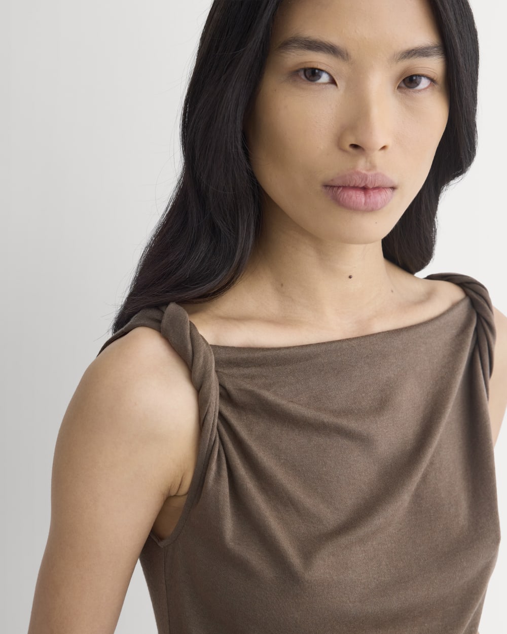 Cowl Neck Twist Tank in Butterluxe | Deep Taupe - Image 4