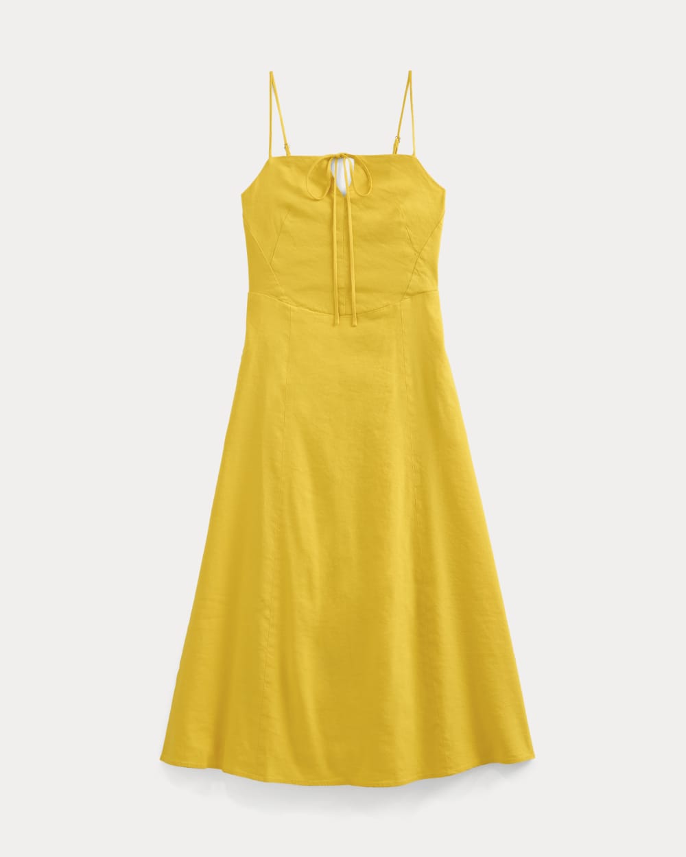 Tie-Neck Dress in Stretch Linen | Passion Fruit - Image 2
