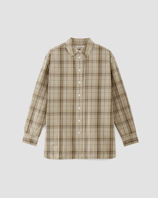 Alternative view of The Supima® Cotton Boyfriend Shirt | Pale Khaki Plaid