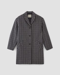 Alternative view of The Italian ReWool® Cocoon Coat | Grey / Charcoal / Navy Check
