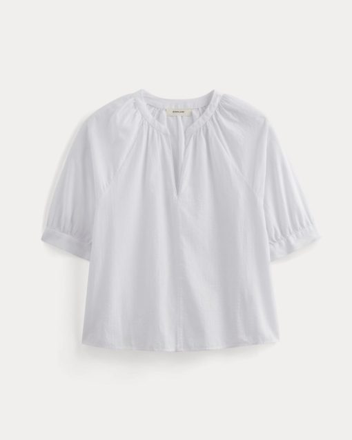 Alternative view of The Gauze Gathered Top | White