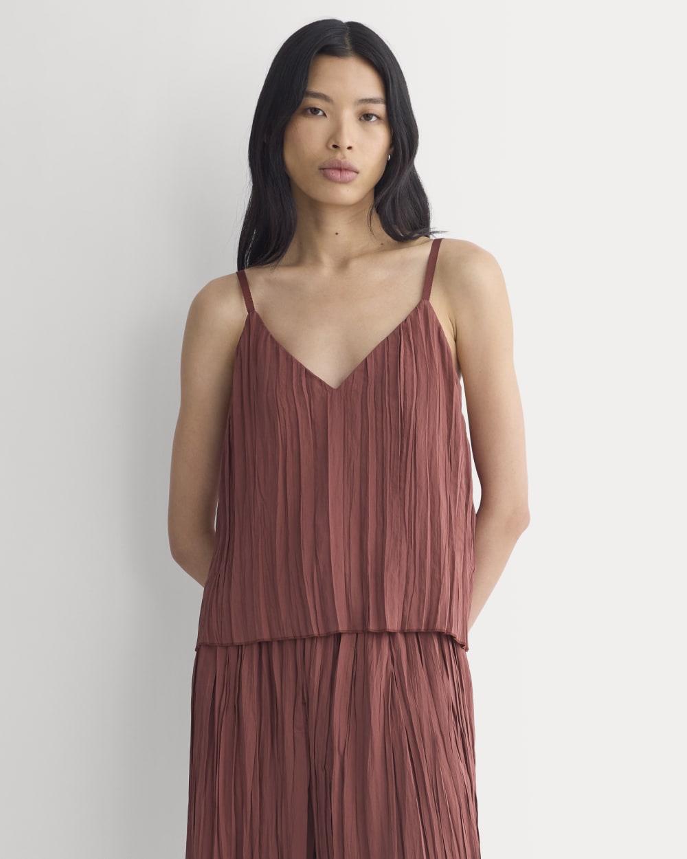 Crinkle Trapeze Tank | Henna Red - Image 4