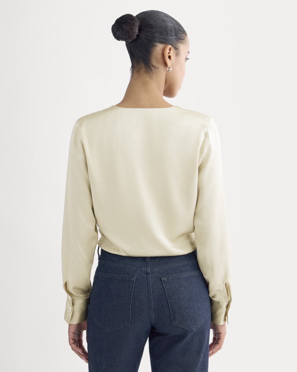 Wrap Top in Silk Charmeuse | Peyote - Image 5