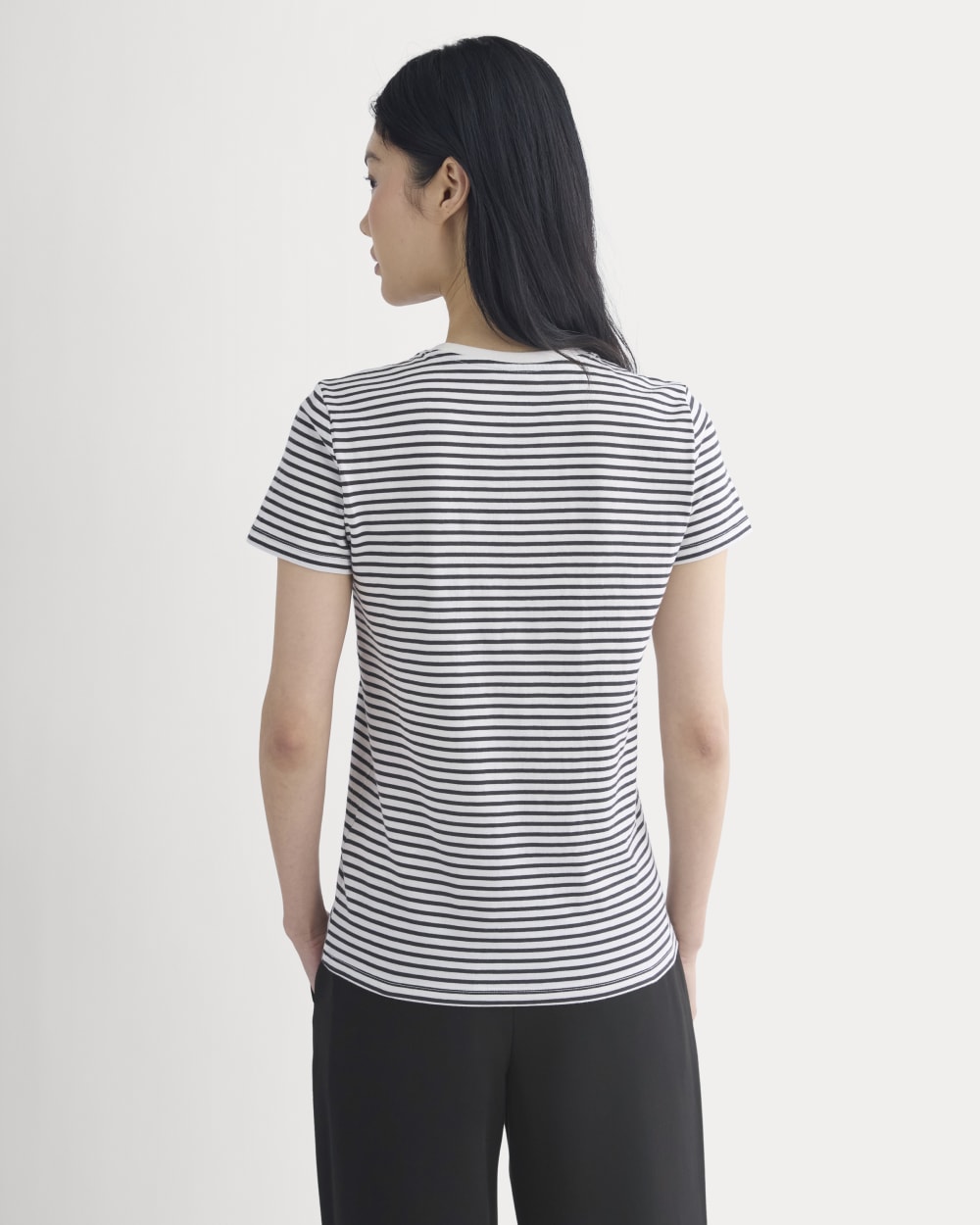 The Slim Crew in Essential Cotton | Bone / Pirate Black Stripe - Image 5