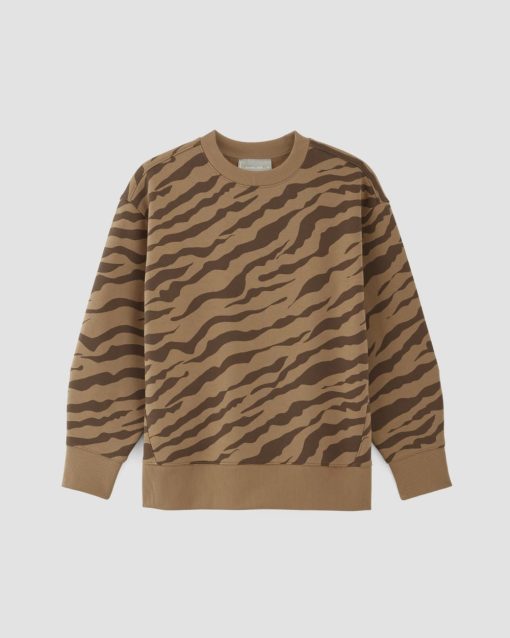Alternative view of The ReTrack Oversized Crew | Cocoa Tiger Stripe